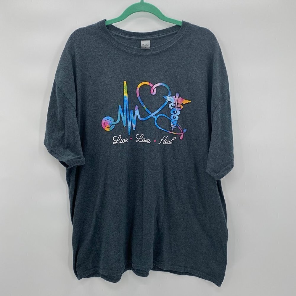 Gildan Gray Live Love Heal T-Shirt Women’s Size 2XL